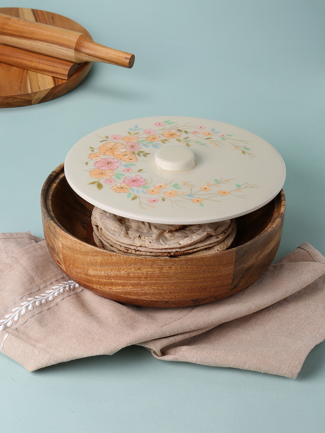 

ellementry Brown Solid Roti Box with Lid