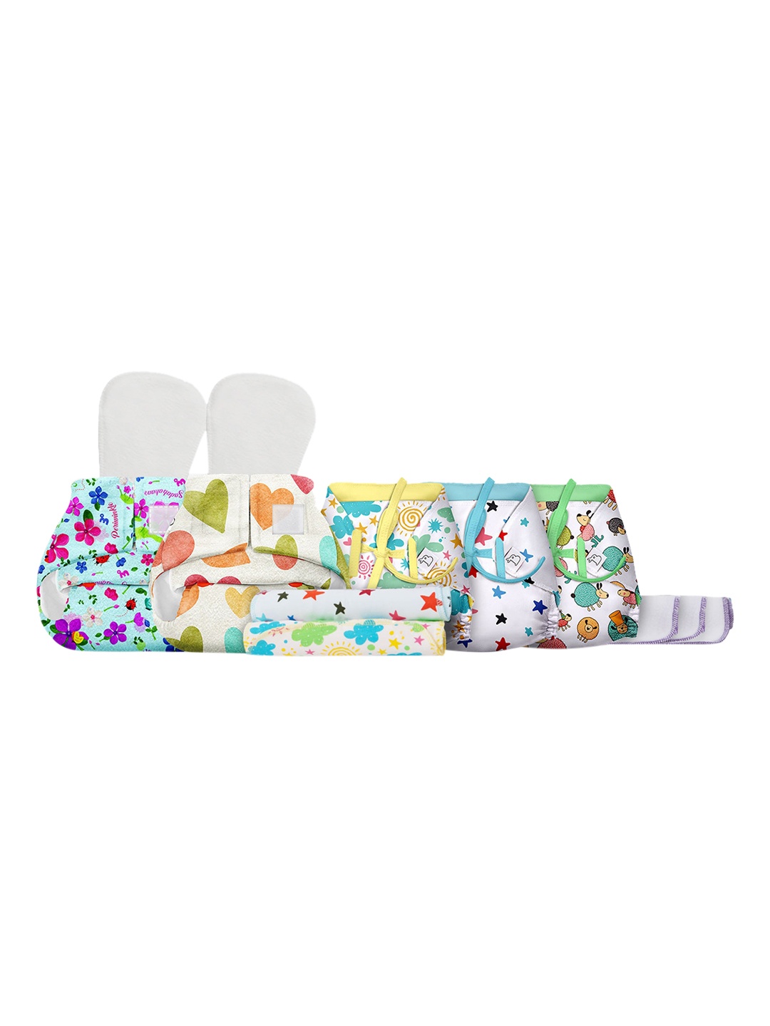 

SuperBottoms White & Blue Printed Diaper With 2 Dry Sustainable Feel Pads