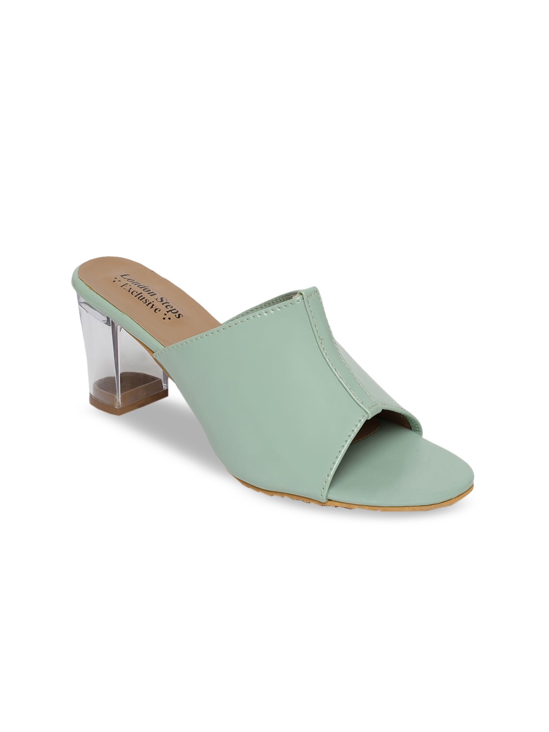 

LONDON STEPS Women Pastel Green Solid Block Heels
