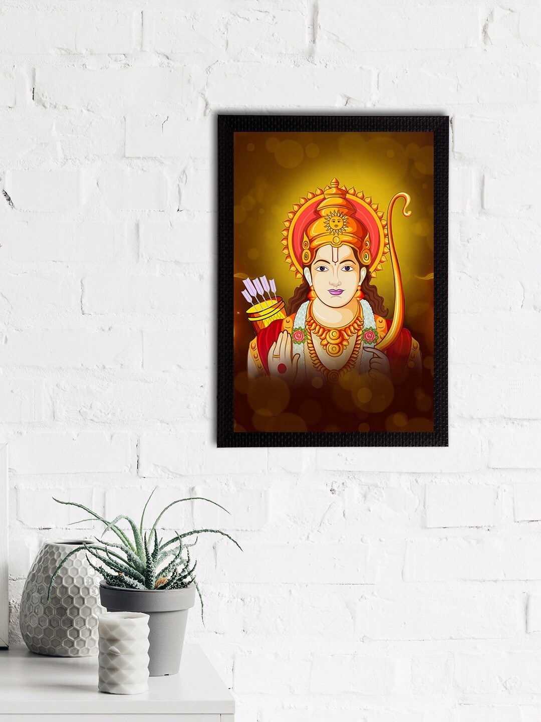 

eCraftIndia Yellow & Red Lord Ram Satin Matt Texture UV Wall Art