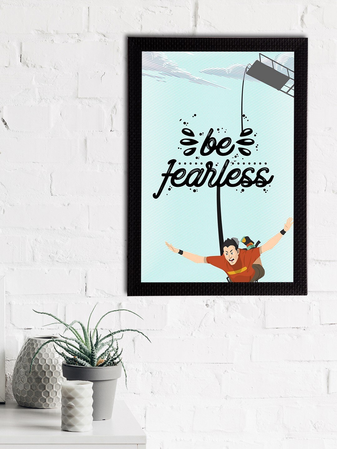 

eCraftIndia Blue & Black "Be Fearless" Motivational Quote Satin Matt Texture UV Art Painting