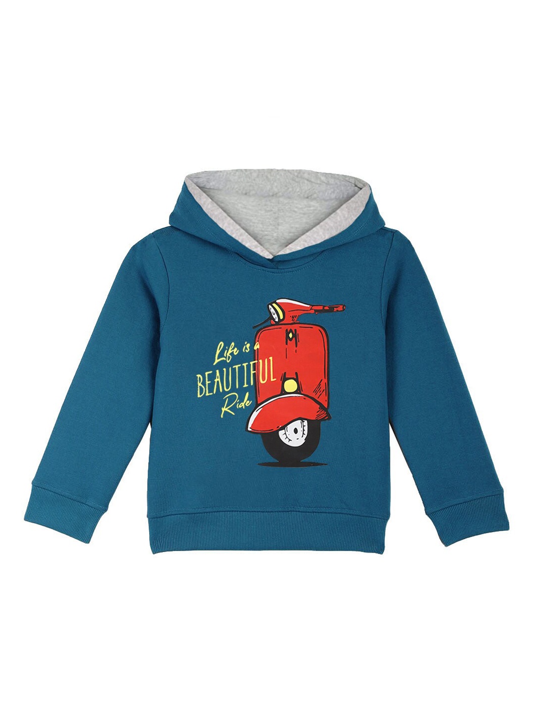

Naughty Ninos Boys Blue & Red Printed Hooded Sweatshirt