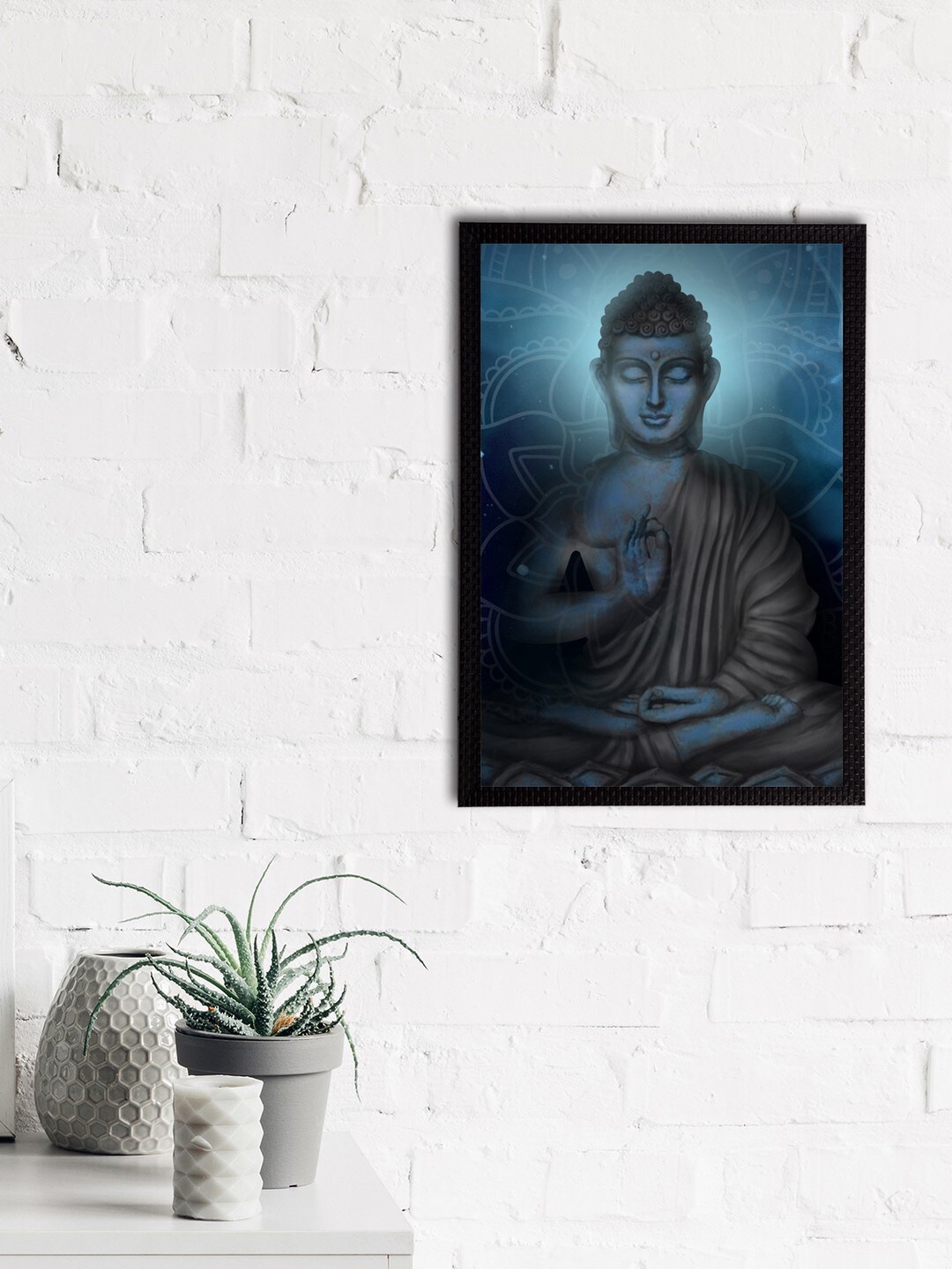 

eCraftIndia Blue & Brown Meditating Lord Buddha Satin Matt Texture Framed UV Wall Art