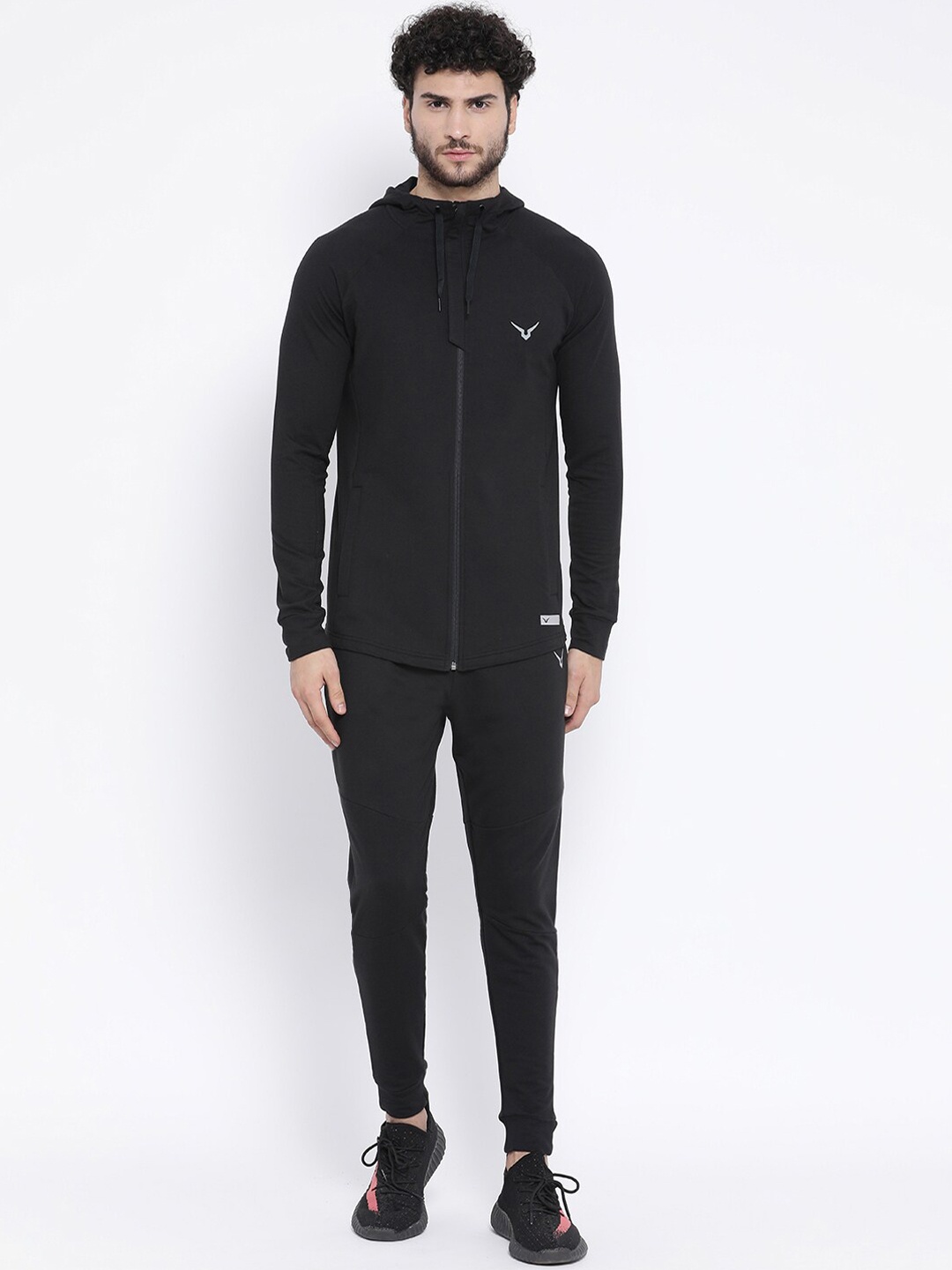 

Invincible Men Black Solid Hooded Tracksuit