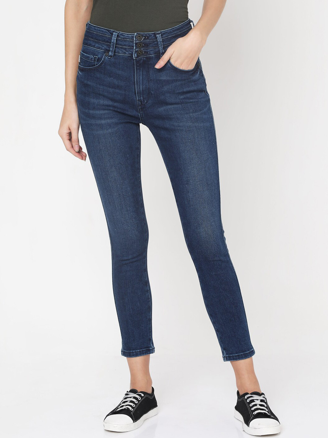 

Pepe Jeans Women Blue Skinny Fit High-Rise Clean Look Jeans