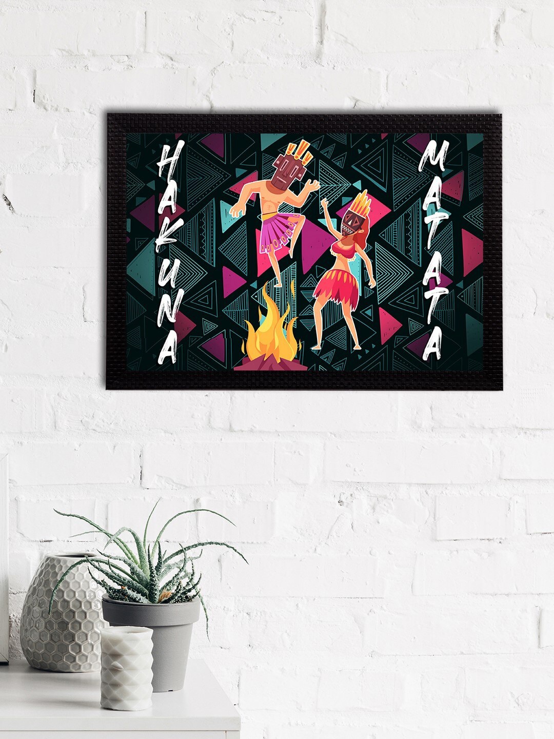 

eCraftIndia Blue & Pink Tribal Theme Satin Matt Texture Framed UV Art Painting
