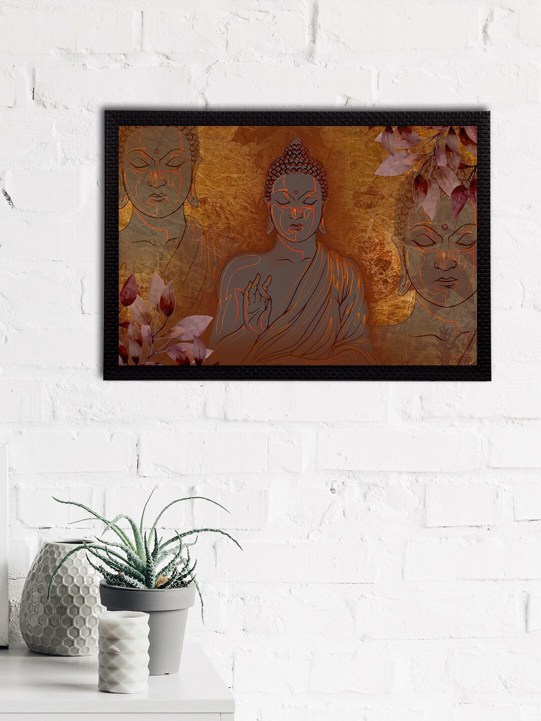 

eCraftIndia Brown & Grey Meditating Lord Buddha Satin Matt Textured UV Wall Painting