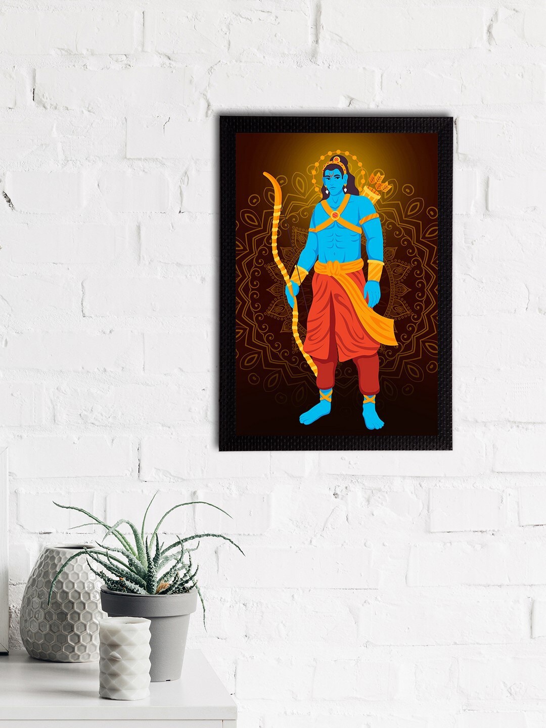 

eCraftIndia Brown & Blue Lord Ram Satin Matt Texture UV Art Painting