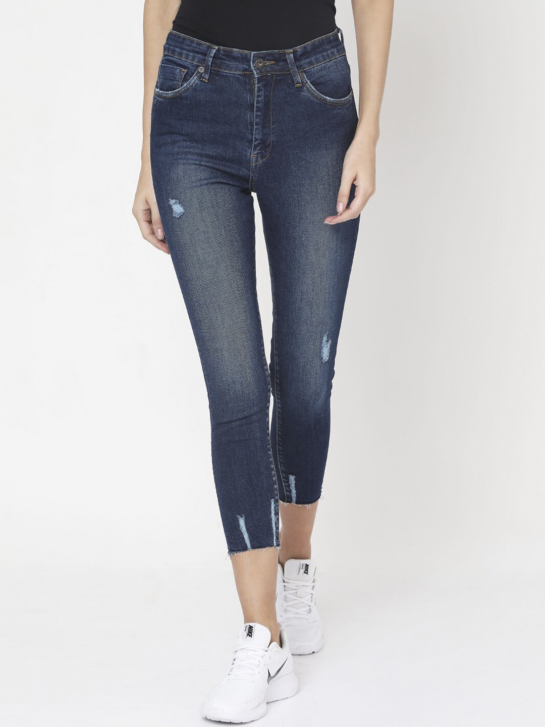 

Pepe Jeans Women Blue Skinny Fit High-Rise Low Distress Jeans