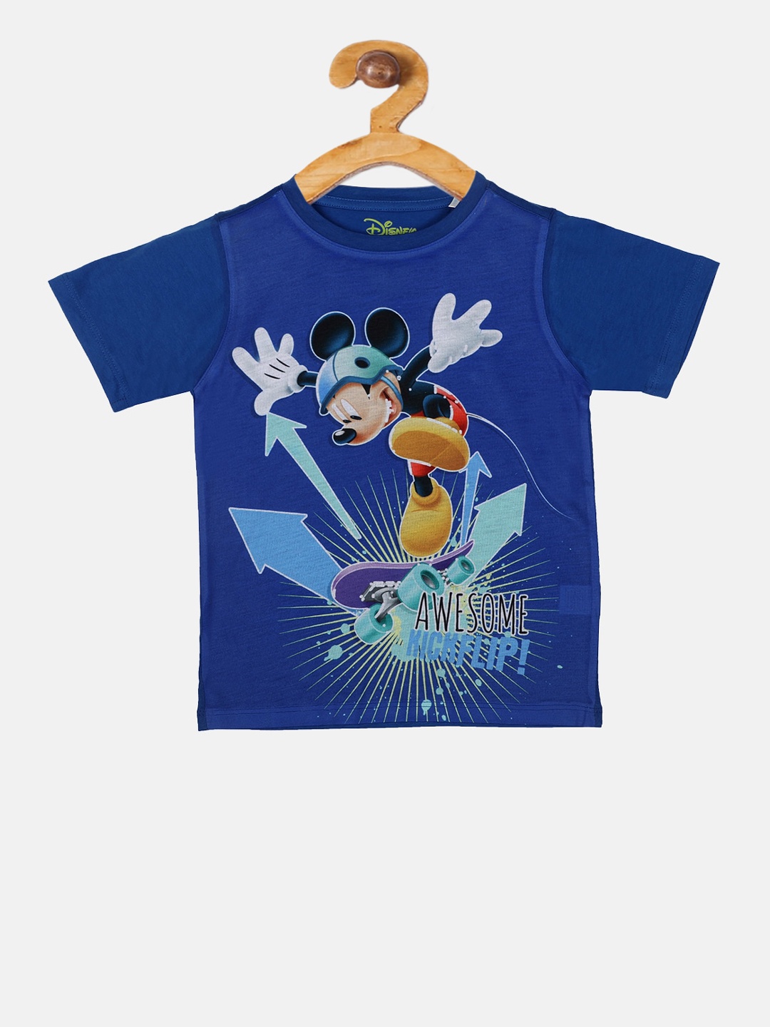 

YK Disney Boys Blue Mickey Mouse Printed Round Neck T-shirt
