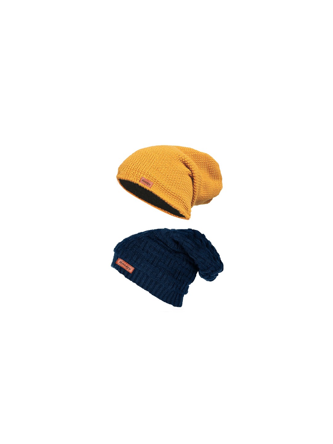 

Knotyy Unisex Pack Of 2 Solid Beanies, Yellow