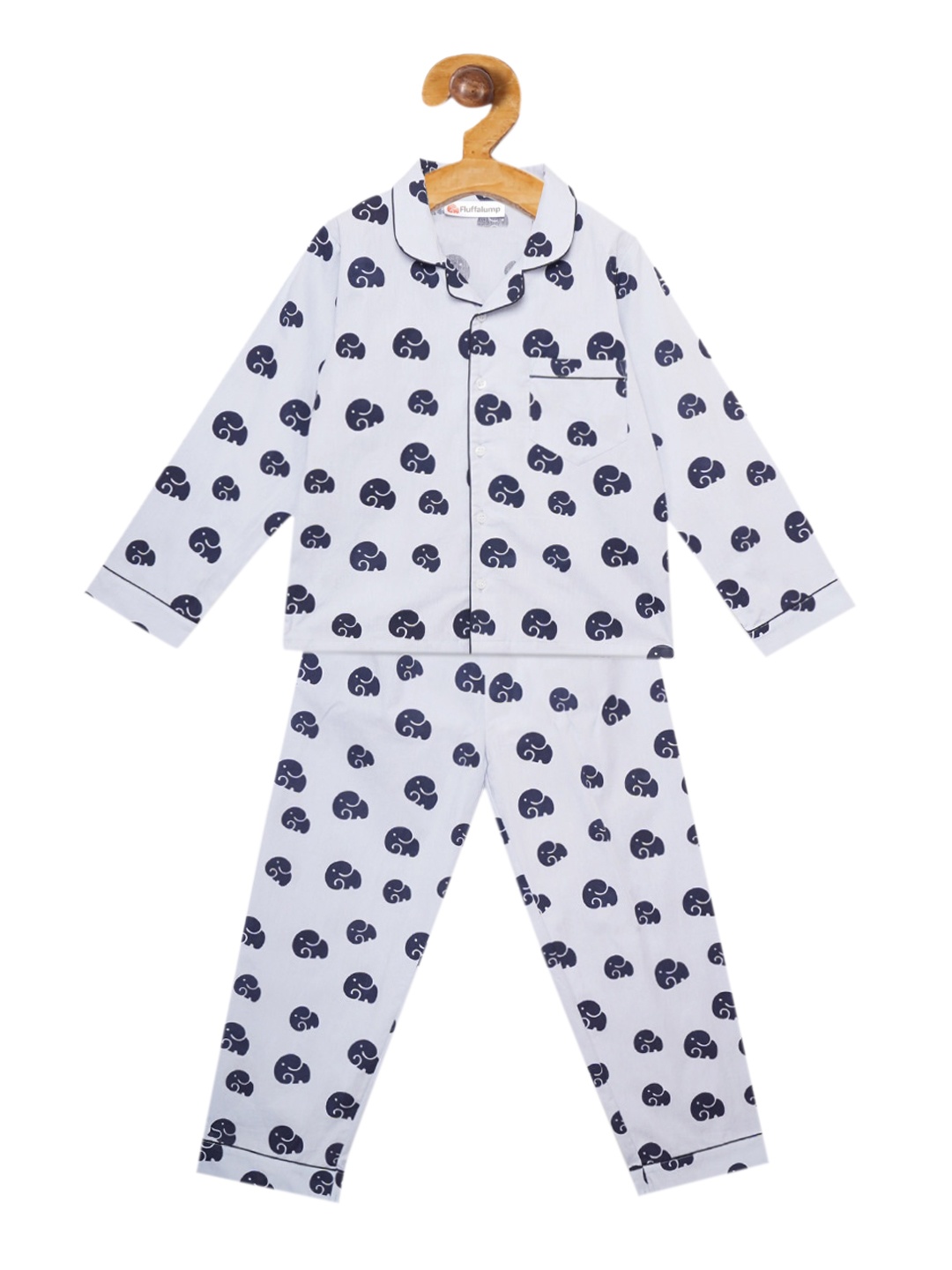 

Fluffalump Unisex Kids Blue & Black Printed Night suit
