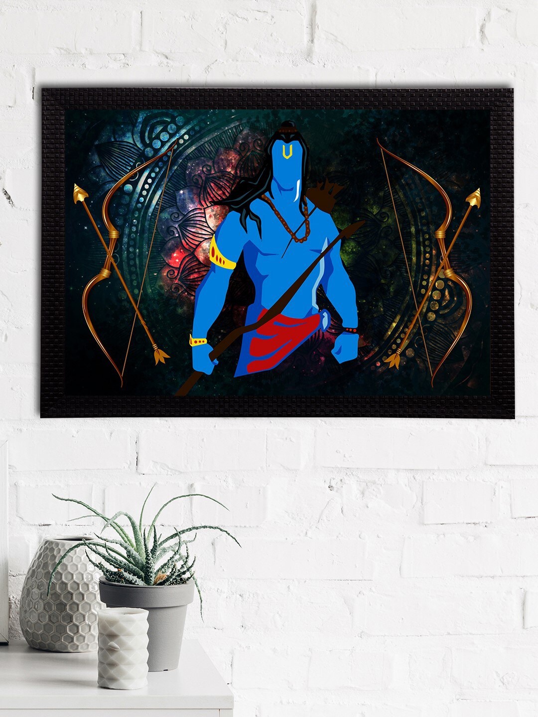 

eCraftIndia Blue & Green Lord Shiva Satin Matt Textured UV Wall Art