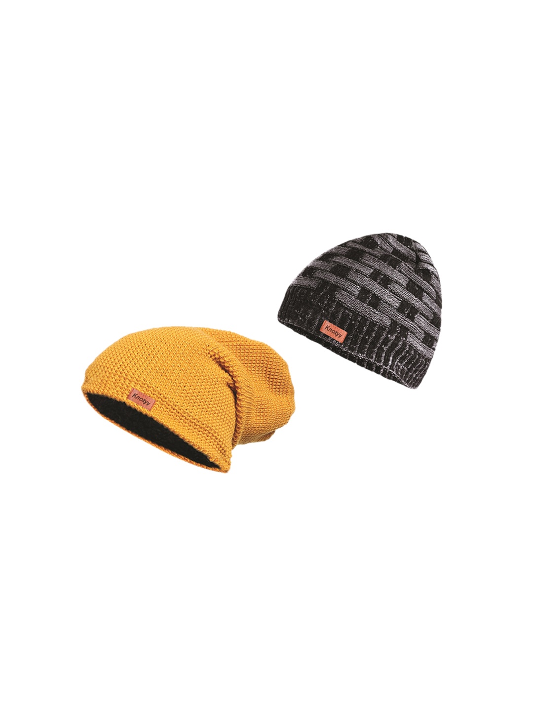 

Knotyy Unisex Pack Of 2 Beanies, Yellow