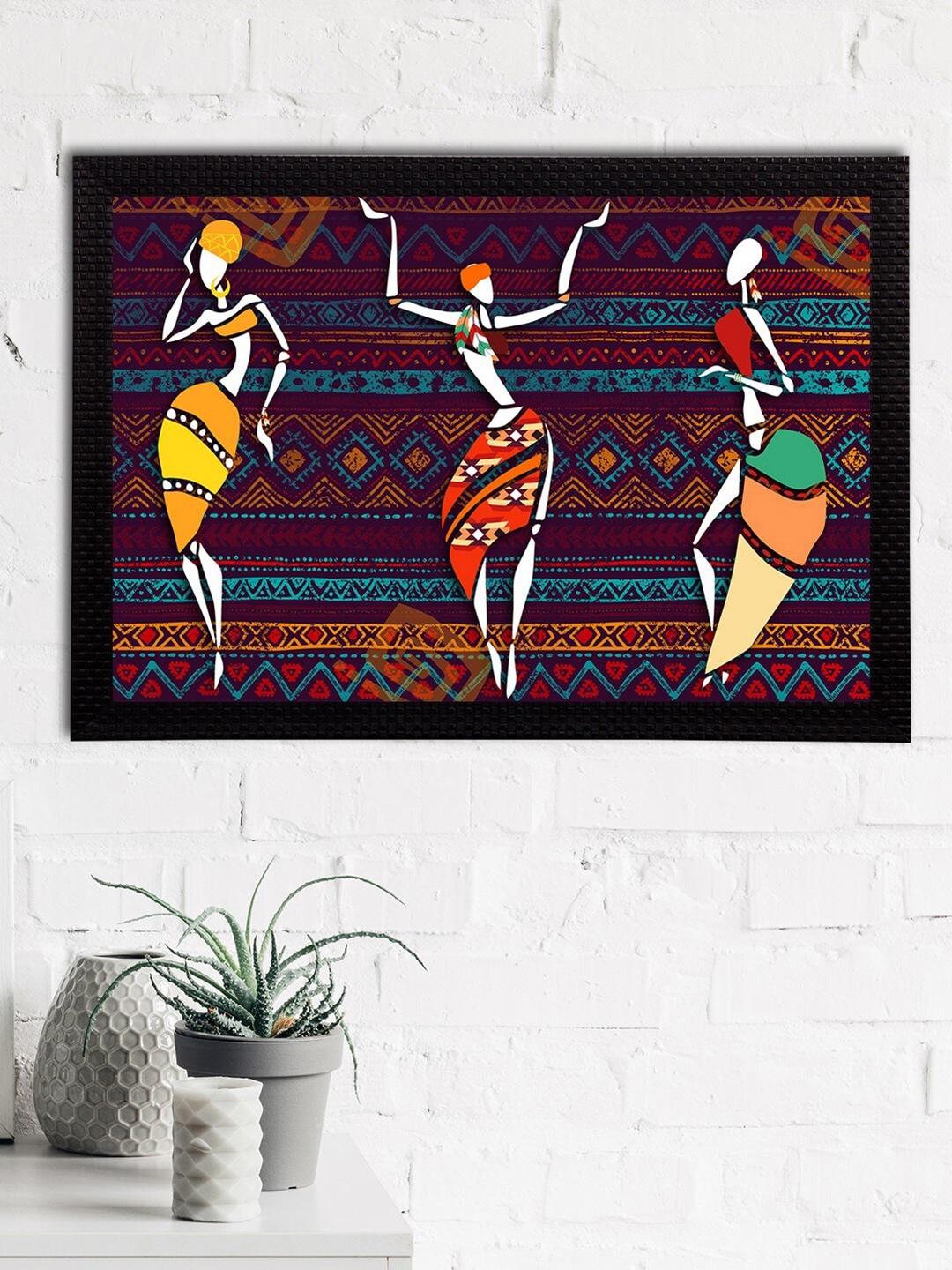 

eCraftIndia Maroon & White Tribal Theme Satin Matt Textured UV Wall Art