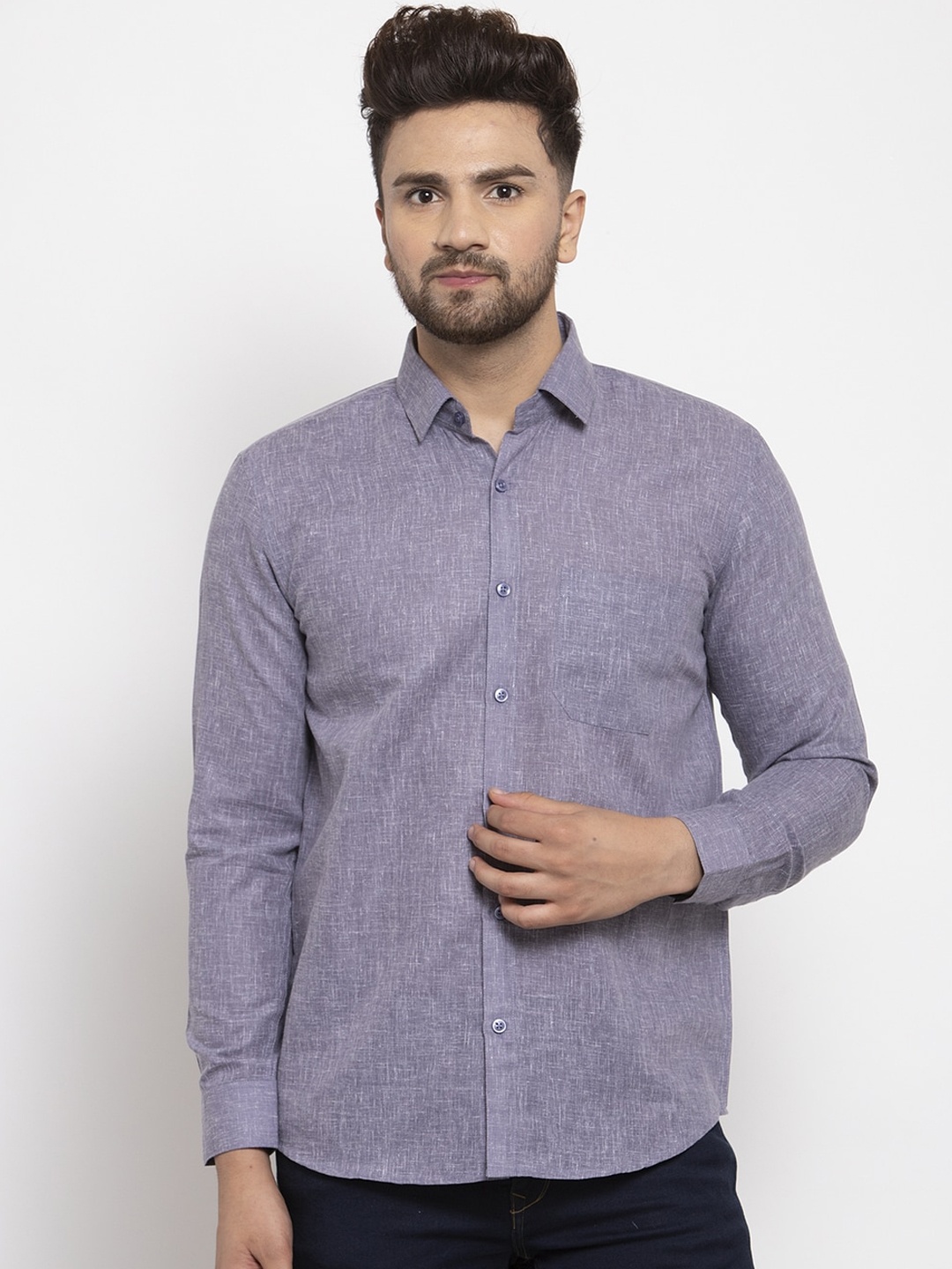 

JAINISH Men Blue Regular Fit Solid Casual Shirt