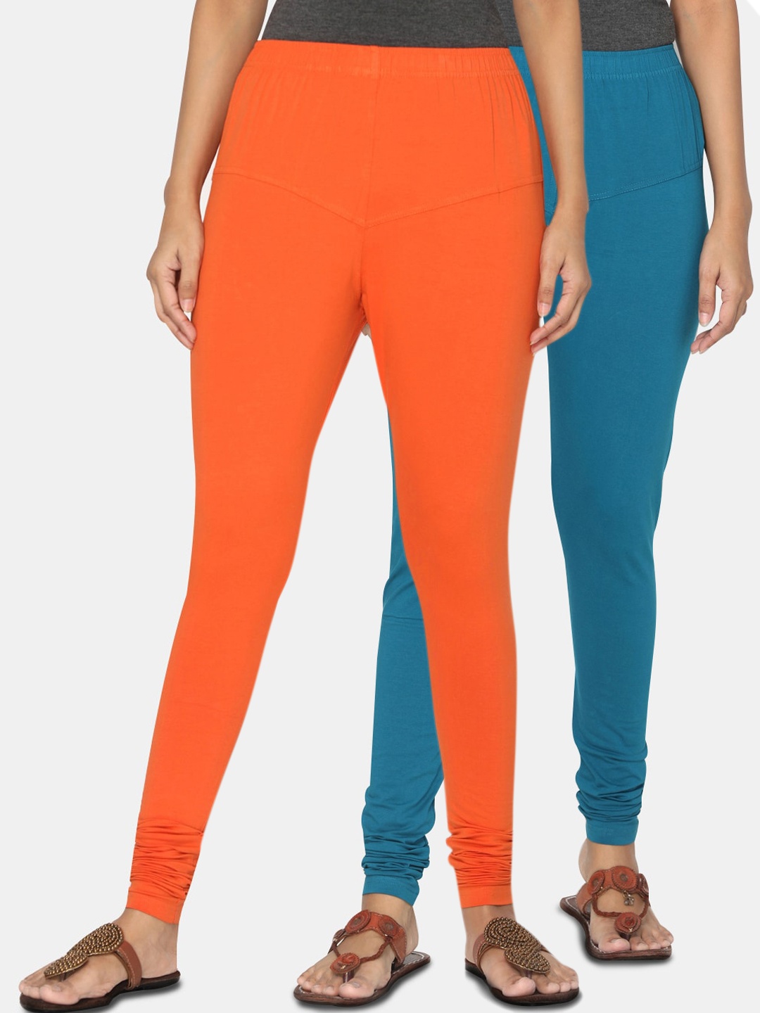 TSG Bliss Women Pack of 2 Churidar Length Leggings, Teal