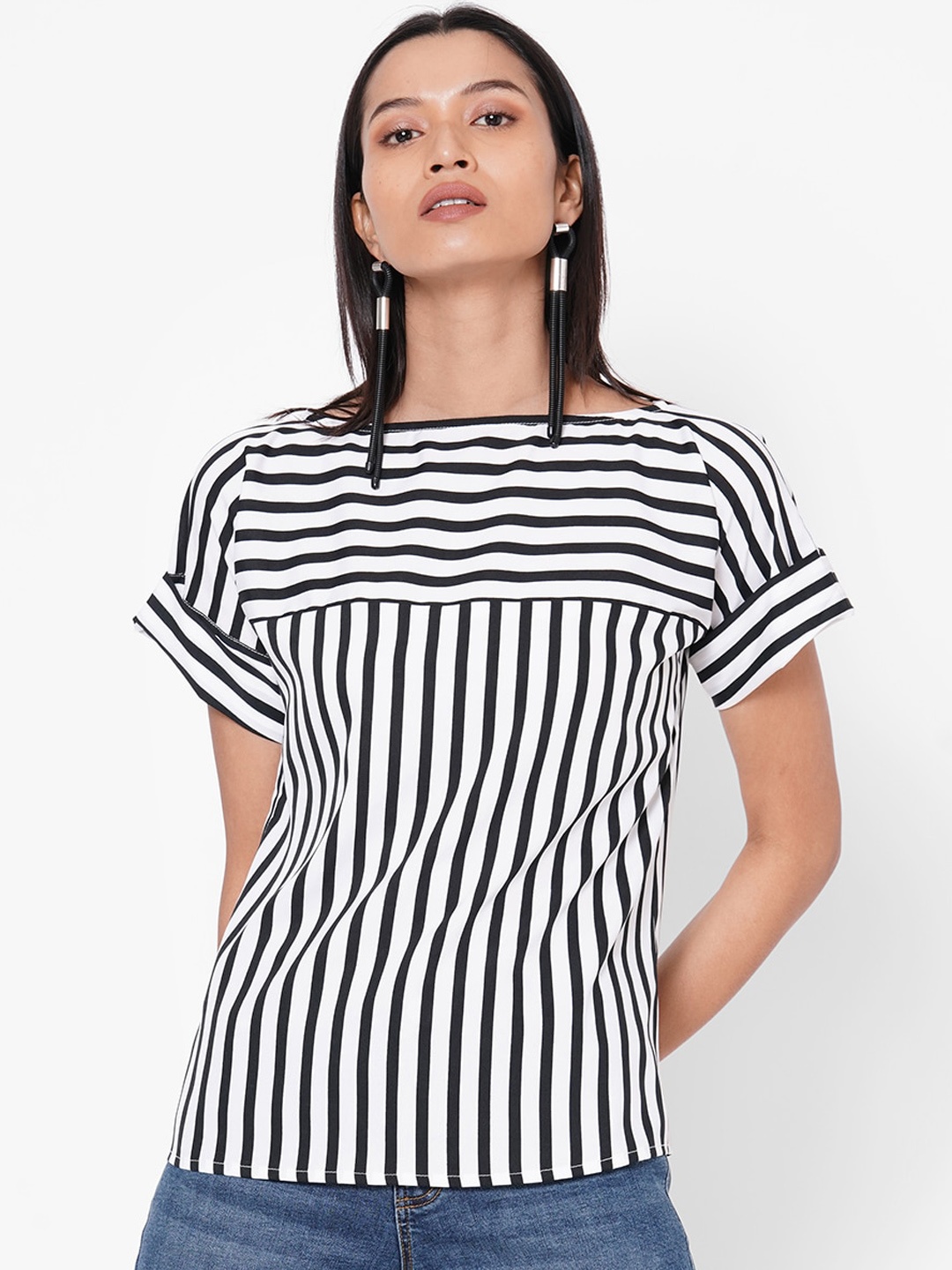 

MISH Women White Striped Top