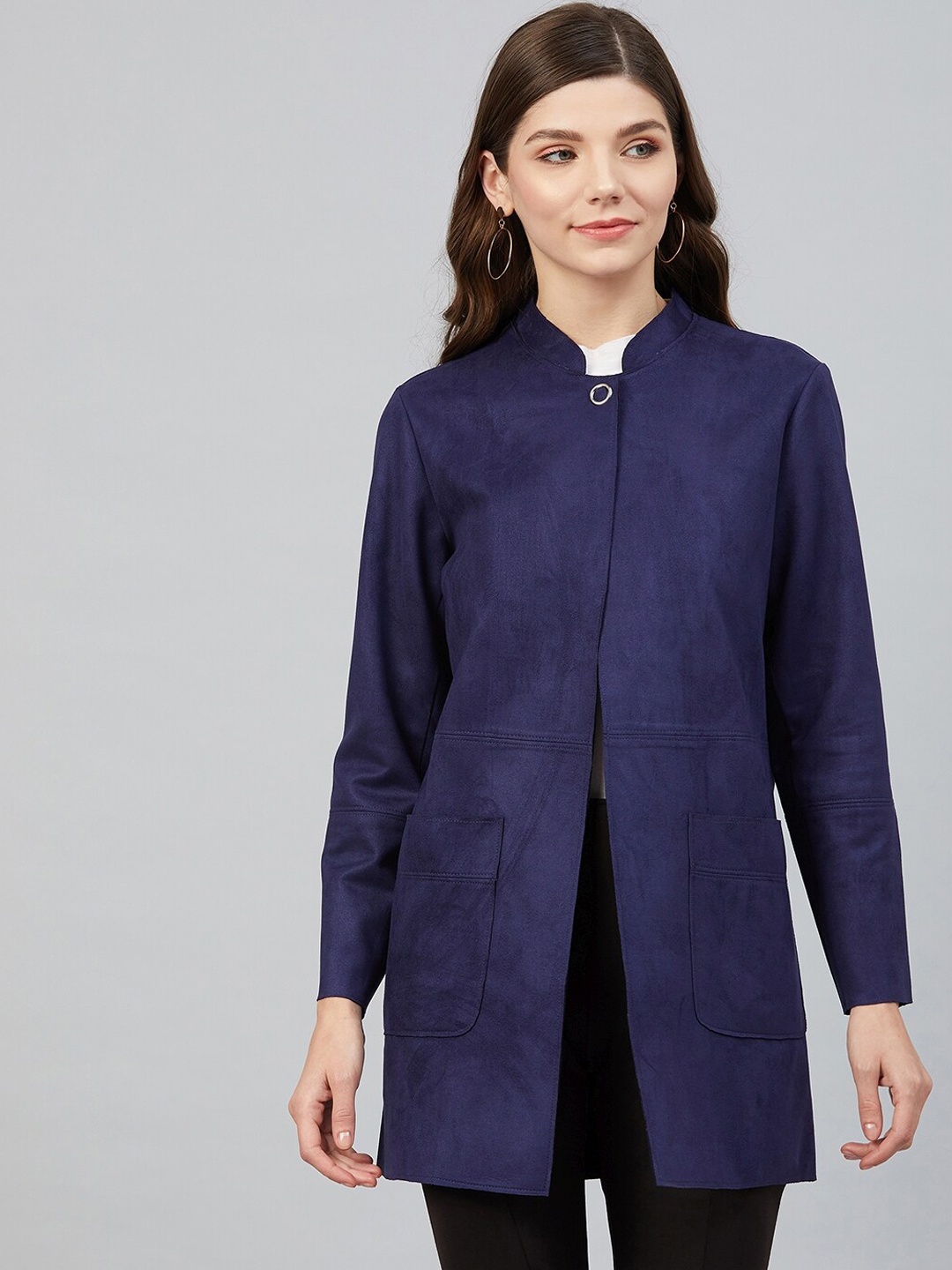 

Carlton London Women Blue Solid Tailored Jacket