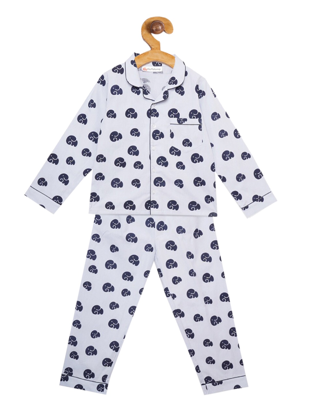 

Fluffalump Unisex Kids Blue Printed Night suit