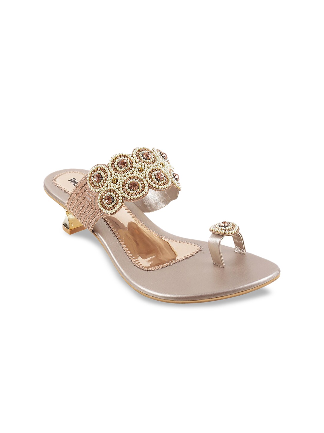 

WALKWAY by Metro Women Beige Embellished Kitten Heels