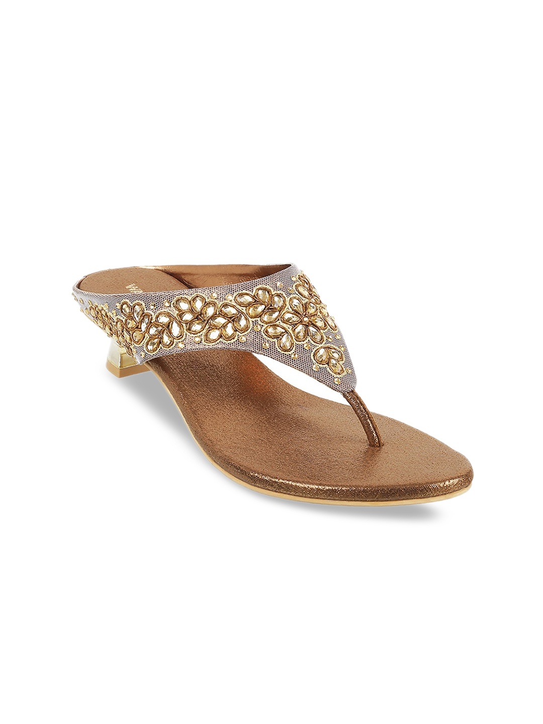 

WALKWAY by Metro Women Gold-Toned Embellished Kitten Heels