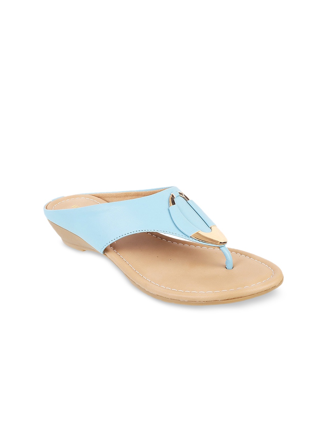 

WALKWAY by Metro Women Blue Solid T-Strap Flats