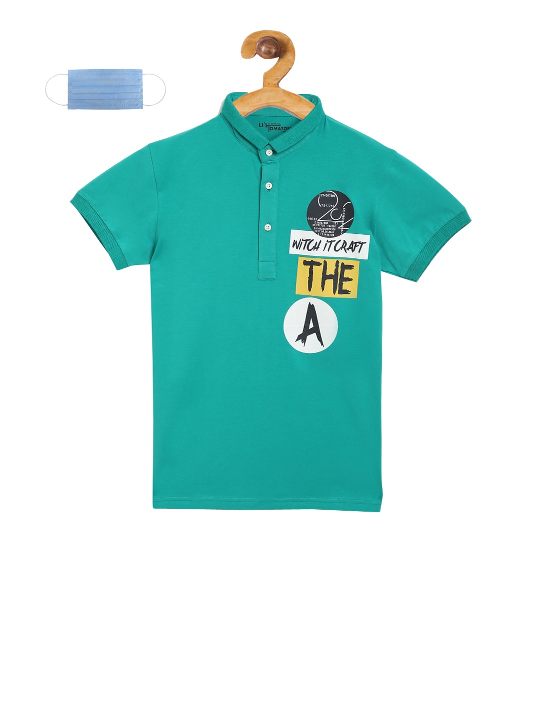 

Lil Tomatoes Boys Green Printed Polo Collar T-shirt