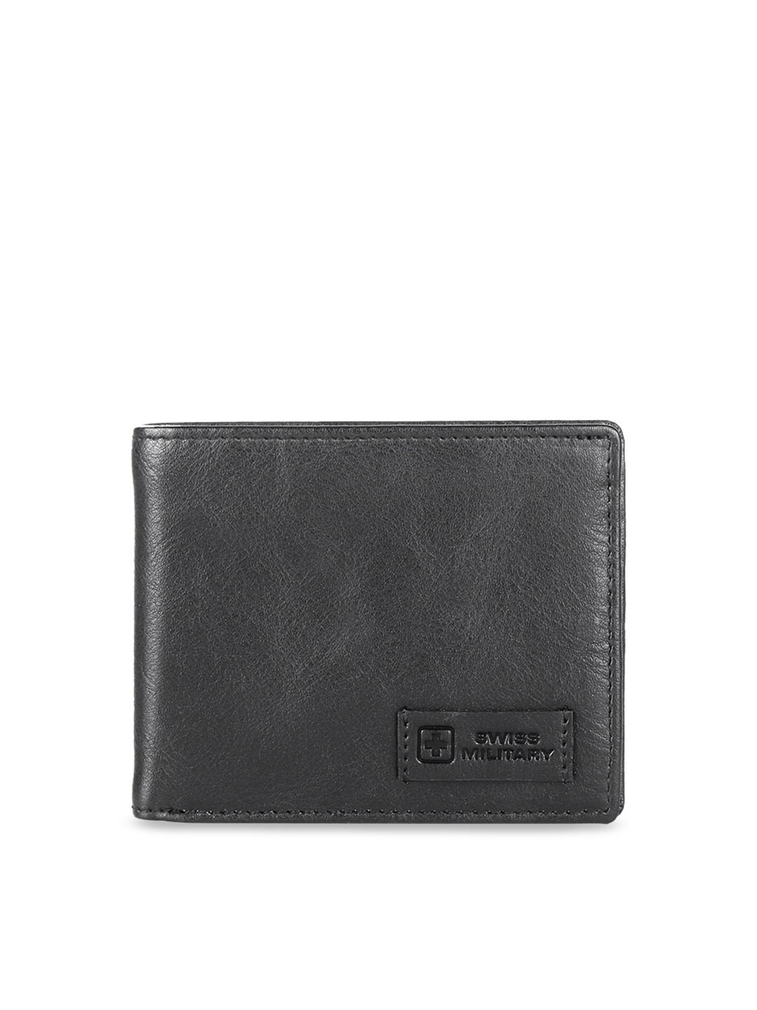 

SWISS MILITARY Men Black Solid Leather Two Fold Wallet