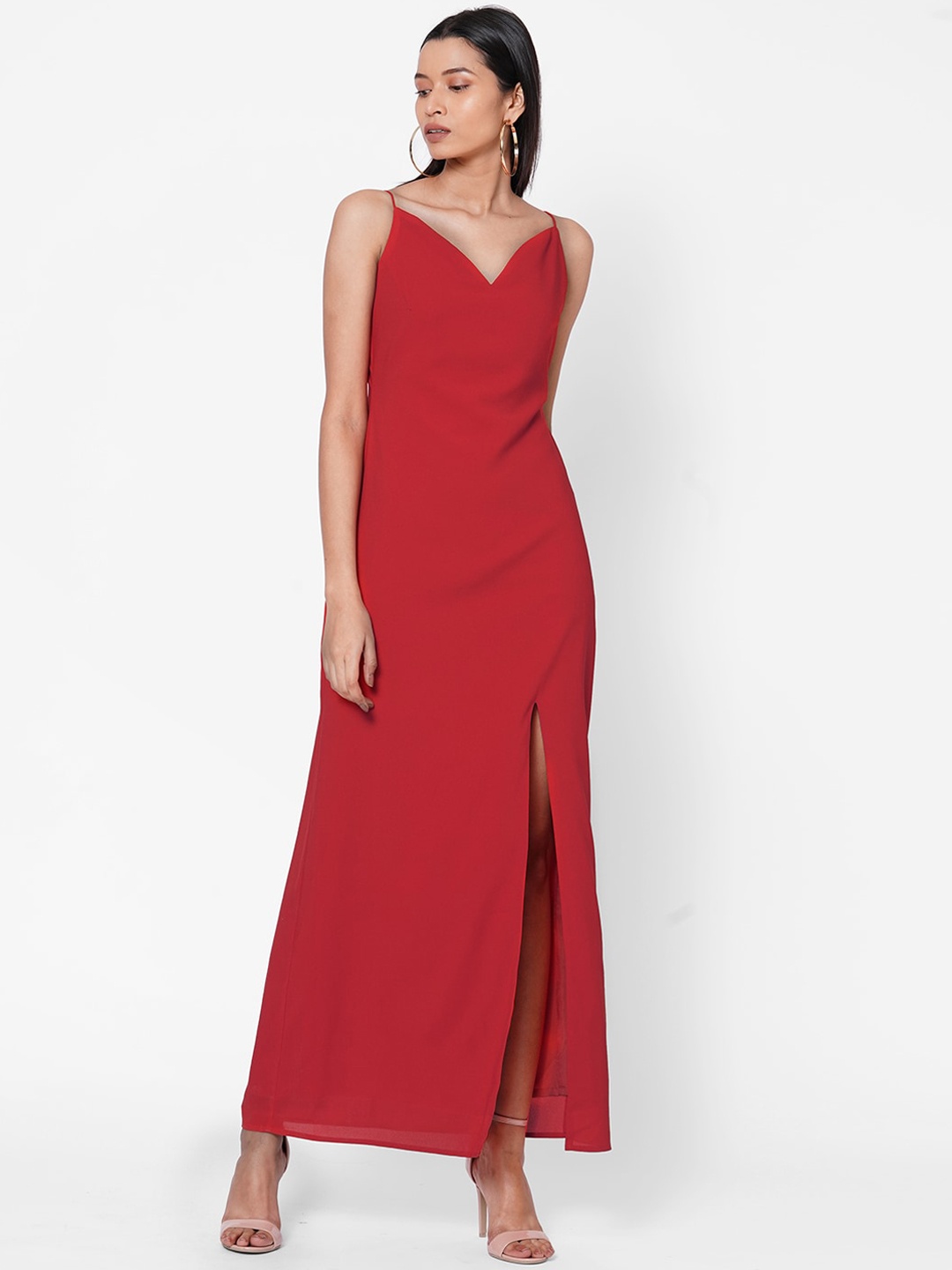 

MISH Women Red Solid Maxi Dress