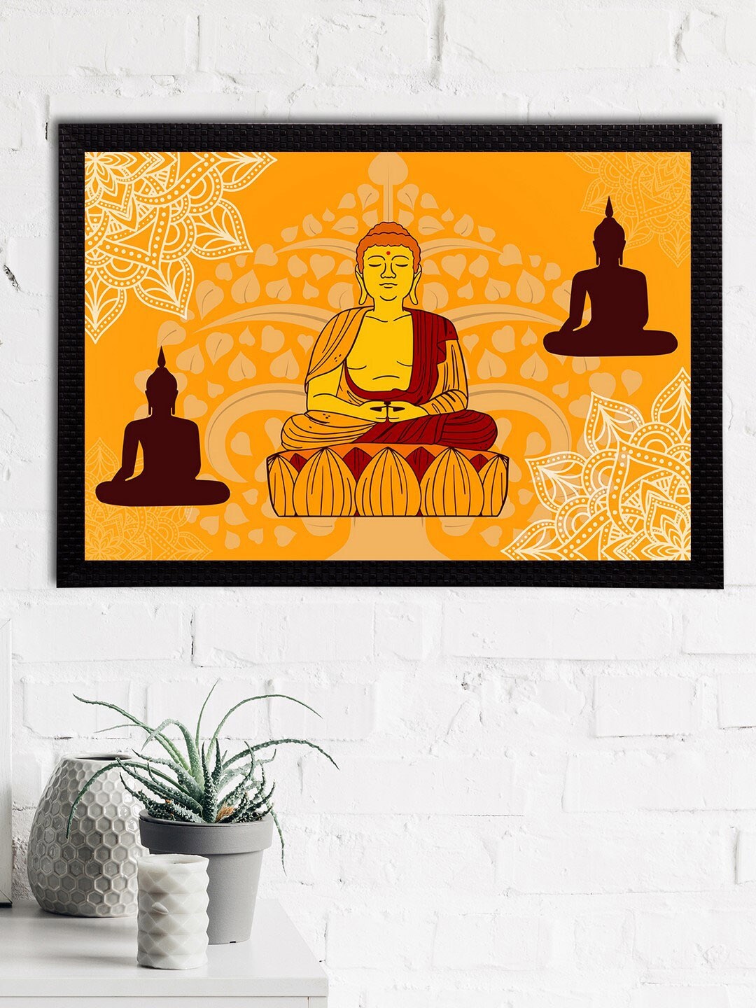 

eCraftIndia Orange & Brown Meditating Lord Buddha Satin Matt Texture UV Art Painting