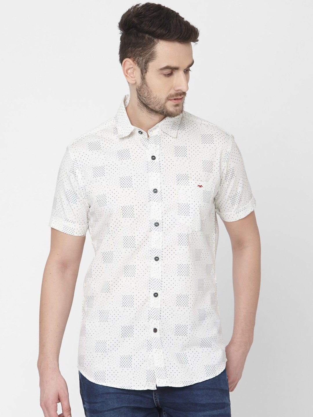 

Mufti Men White Slim Fit Printed Casual Shirt