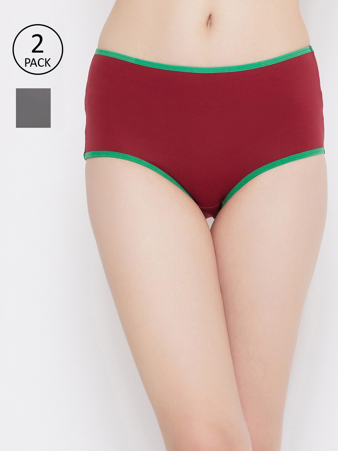 

Clovia Women Pack of 2 Solid Hipster Briefs COMPNC883, Grey