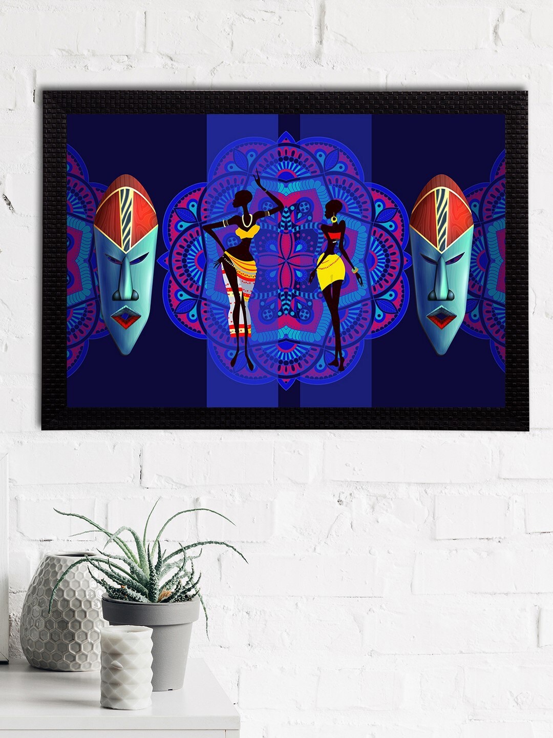 

eCraftIndia Violet & Blue Tribal Theme Satin Matt Textured UV Wall Art
