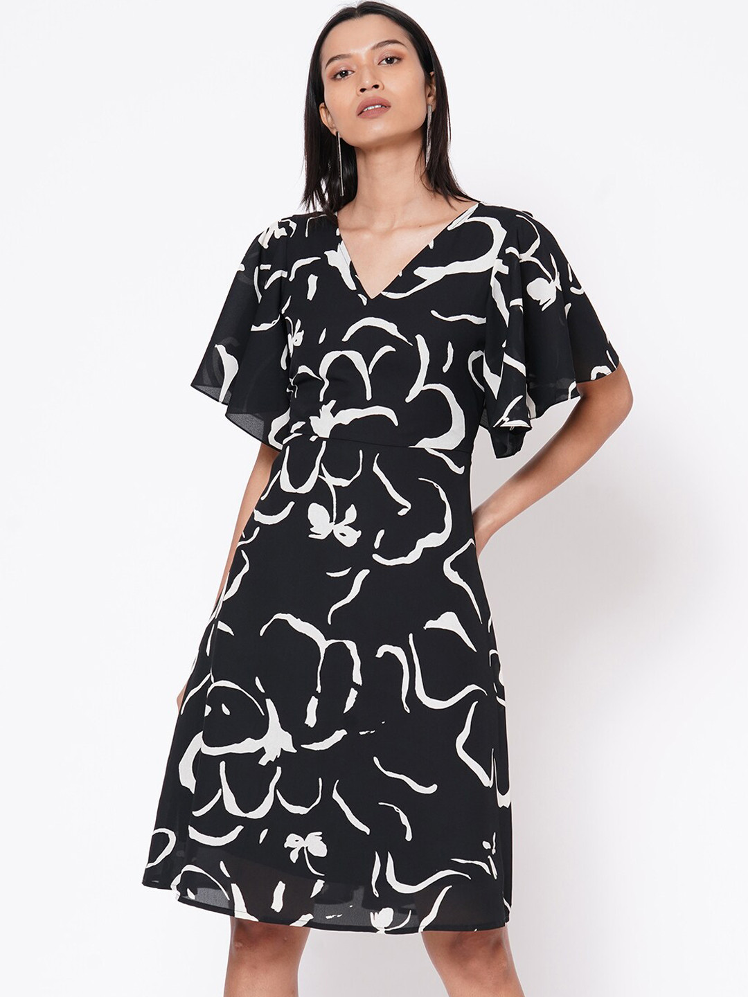 

MISH Women Black Printed A-Line Dress
