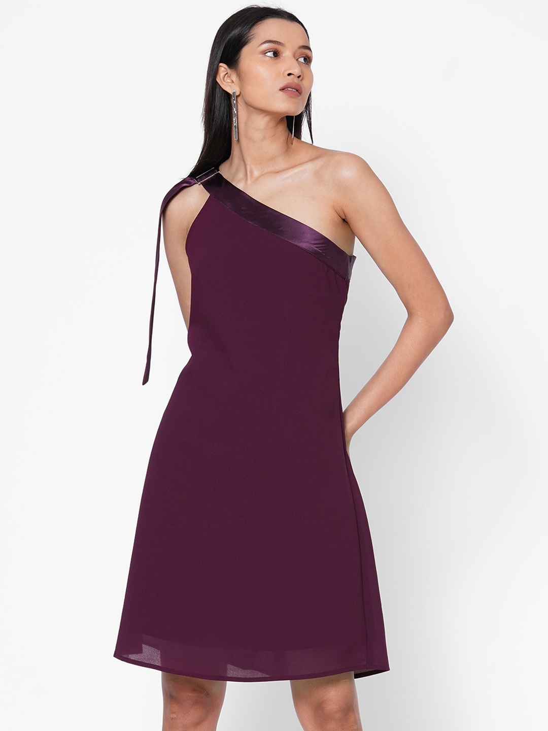 

MISH Women Purple Solid A-Line Dress