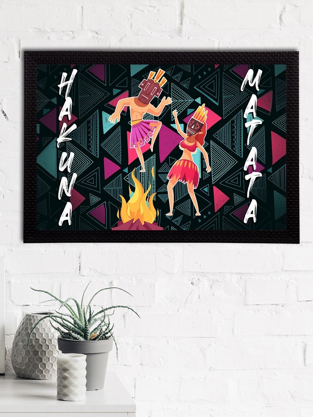 

eCraftIndia Pink & Blue Tribal Theme Satin Matt Texture UV Art Painting