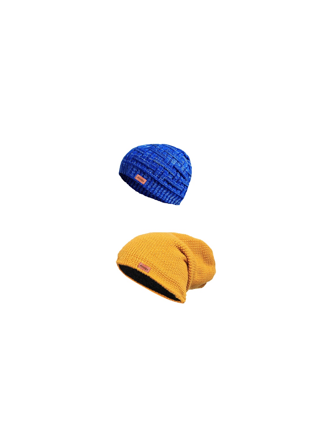 

Knotyy Men Pack Of 2 Solid Beanie Cap, Yellow