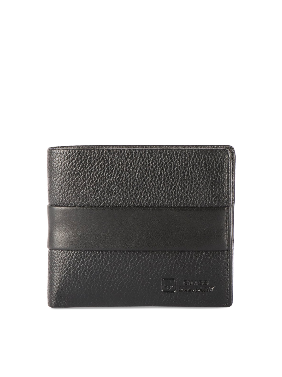 

SWISS MILITARY Men Black Textured Genuine Leather Two Fold Wallet