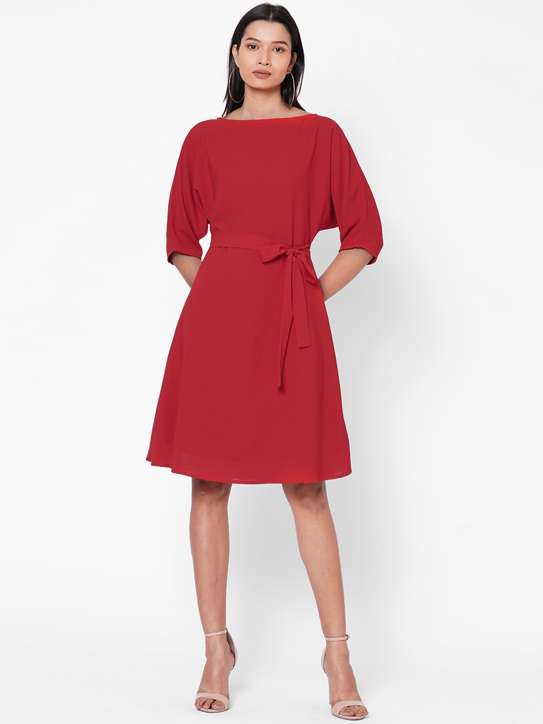 

MISH Women Red Solid A-Line Dress