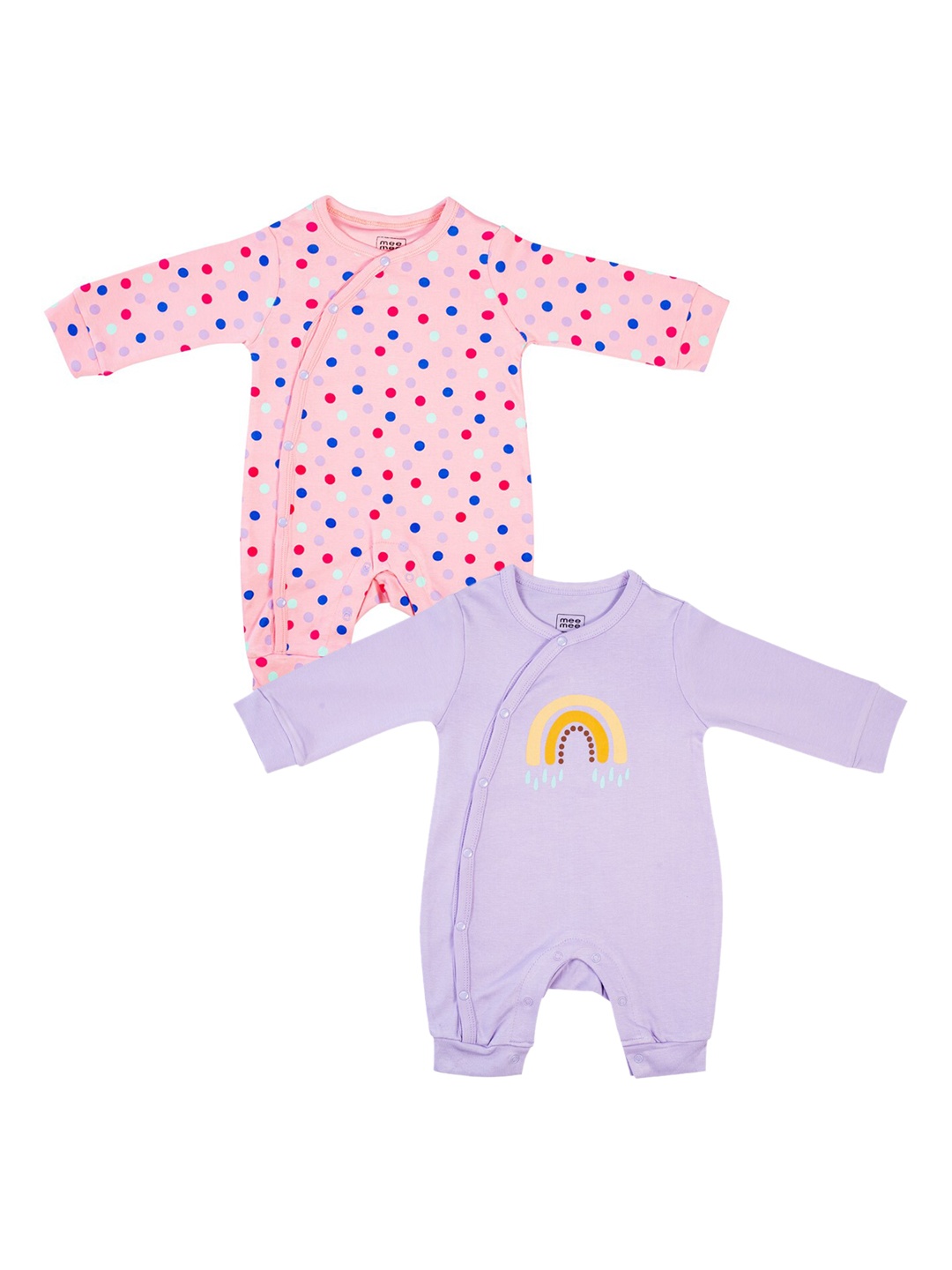 

MeeMee Infant Girls Pack of 2 Printed Rompers, Pink