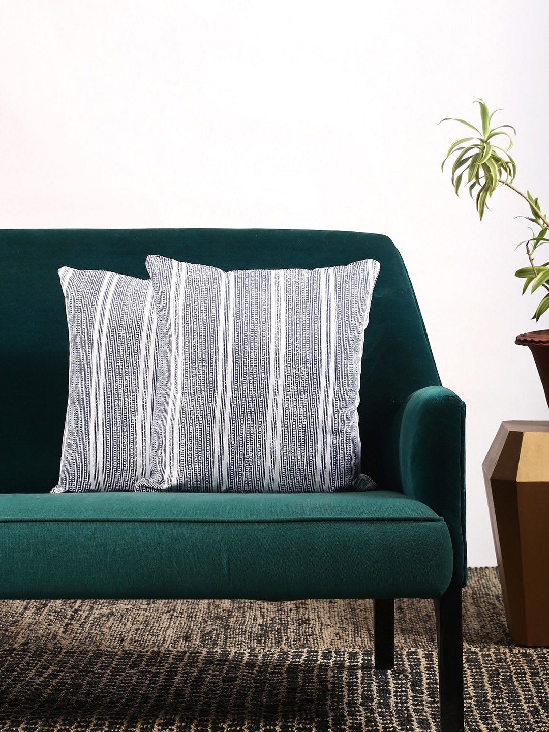 

Contrast Living Set Of 2 Blue & White Printed Square Cushions