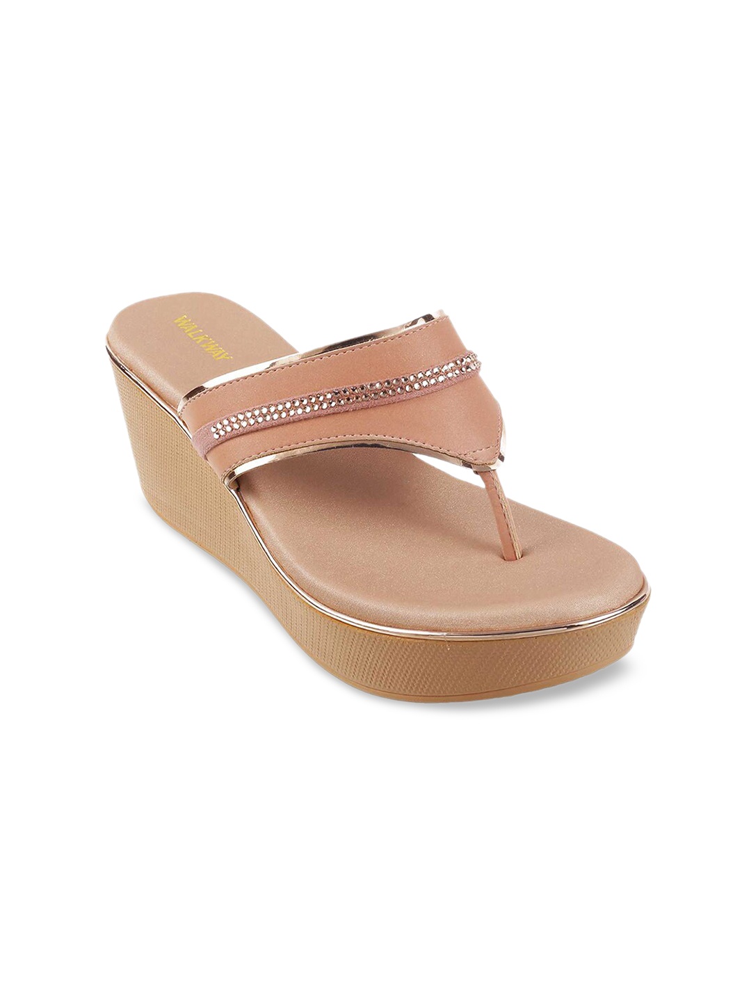 

WALKWAY by Metro Women Peach-Coloured Embellished Wedges