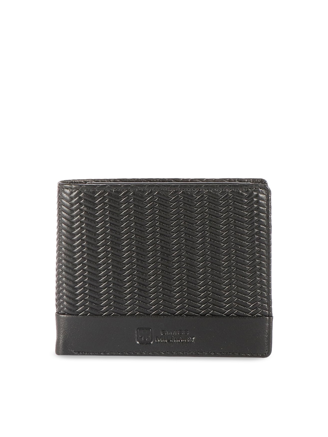 

SWISS MILITARY Men Black Solid Genuine Leather Two-Fold Wallet