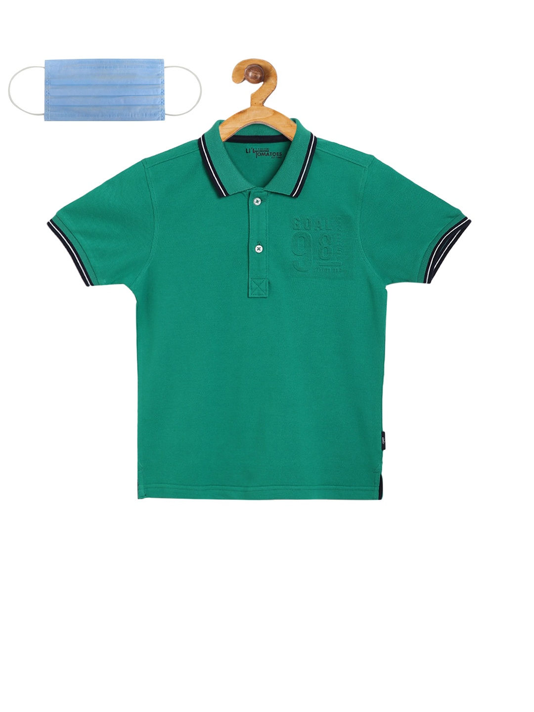 

Lil Tomatoes Boys Green Solid Polo Collar T-shirt