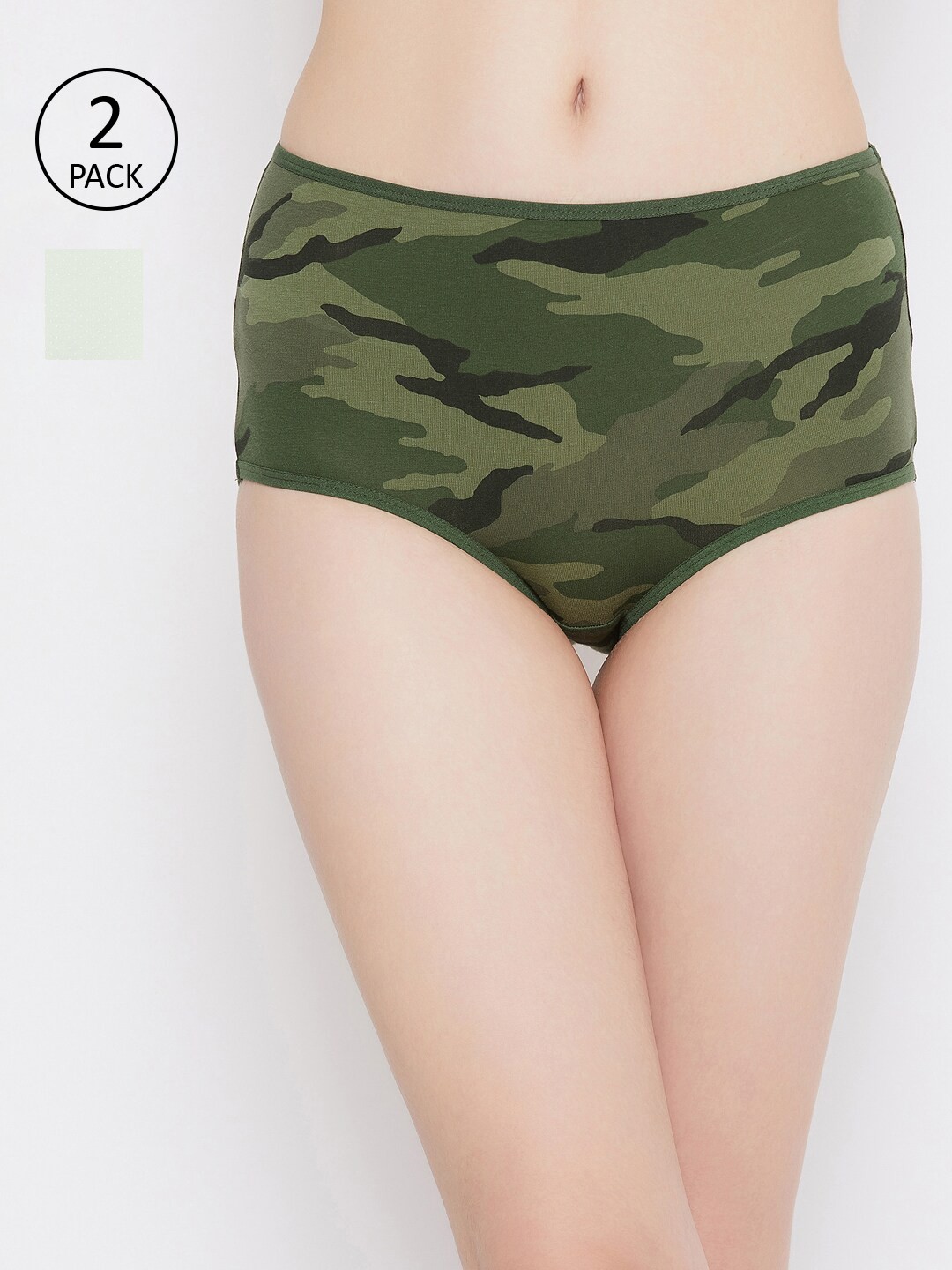 

Clovia Women Pack Of 2 Printed Hipster Briefs COMPNC878S, Green