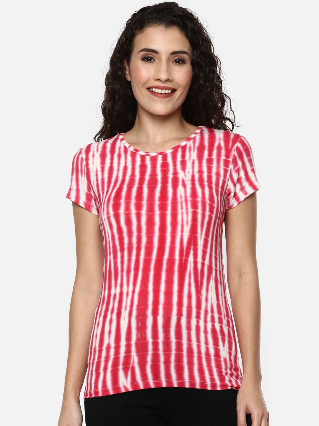 

YCANF Women Red & White Dyed Top