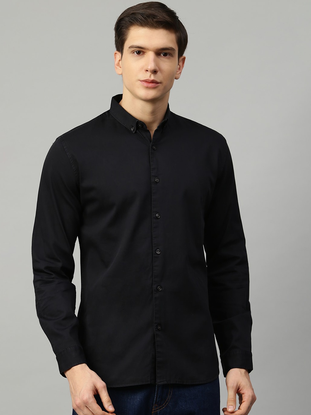 

LINDBERGH Men Black Slim Fit Solid Casual Shirt