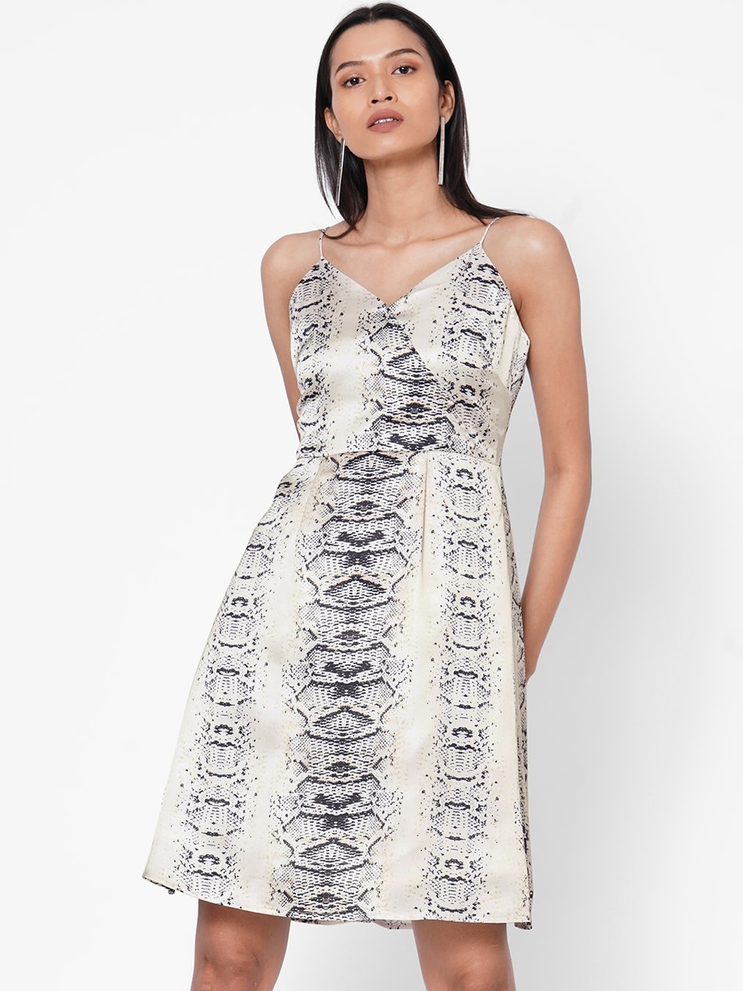 

MISH Women Off-White Printed Fit and Flare Dress