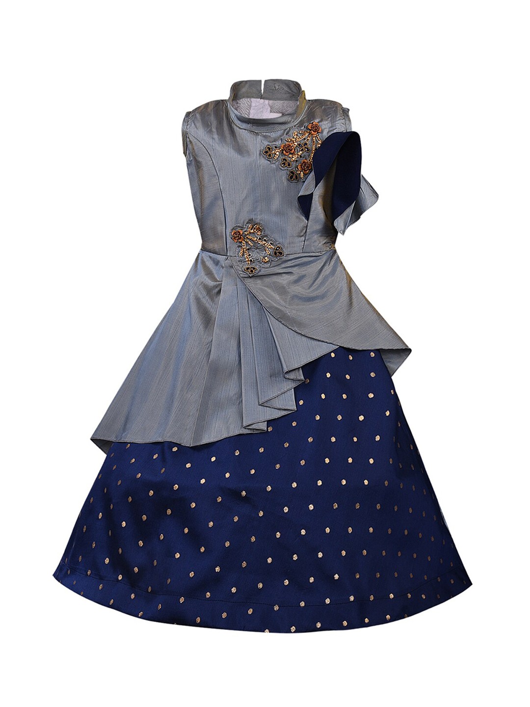 

Wish Karo Girls Grey Printed Maxi Dress